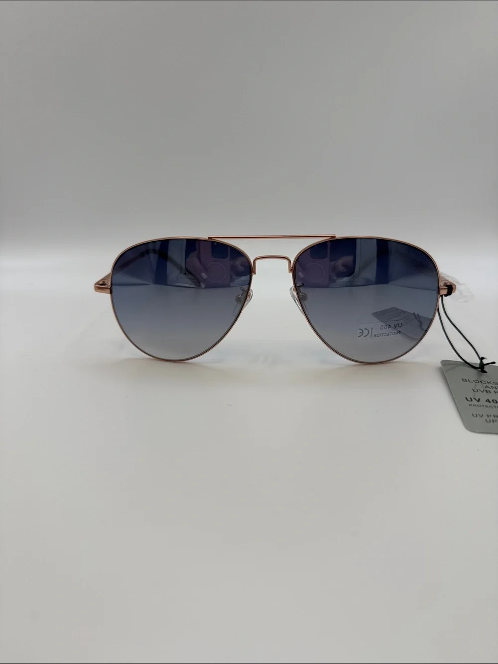 Bershka Rose Gold Frame Sunglasses with Gradient Blue Lenses